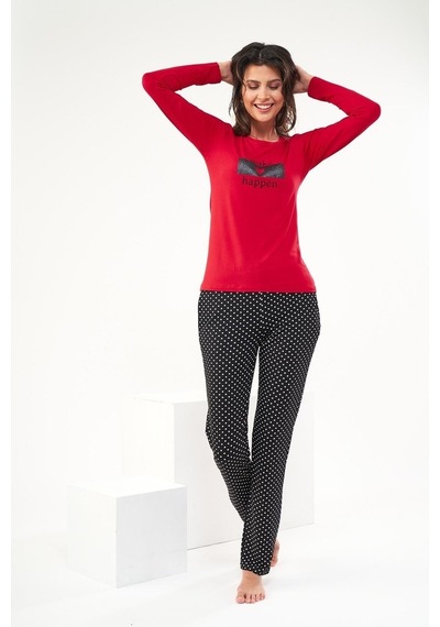 Pjs 22422 Kadın Baskılı O Yaka Pijama Takım