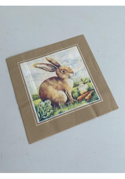 Herlitz Decor Tavşan Desenli Kağıt Peçete 20li 33x33cm Kahverengi