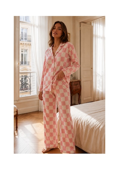 Fit Women Kadın Relax Fit Düğme Pembe Pijama Takımı