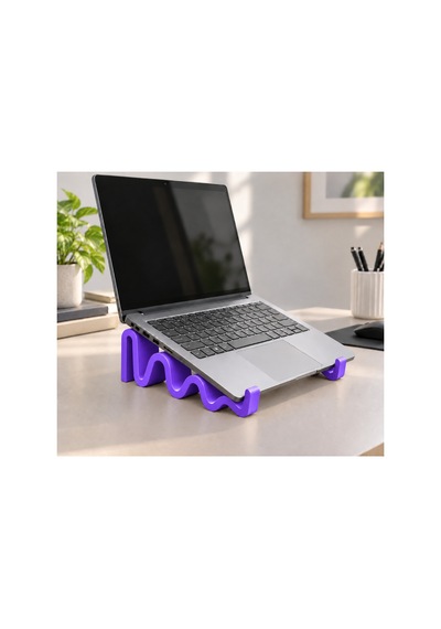 Violet Dalgalı Görünümlü Laptop Standı - Metalik Mor