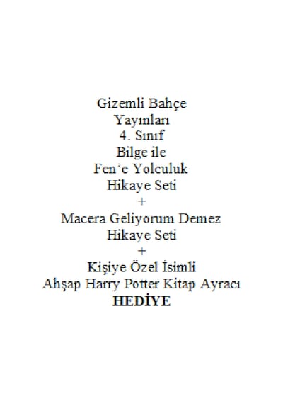 3. 4. Sınıf Hikaye Kitabı Seti Gizemli Bahçe Yayınları Bilge ile Fen'e Yolculuk + Macera Kişiye Özel Okul Çocuk Kitapları 41886827
