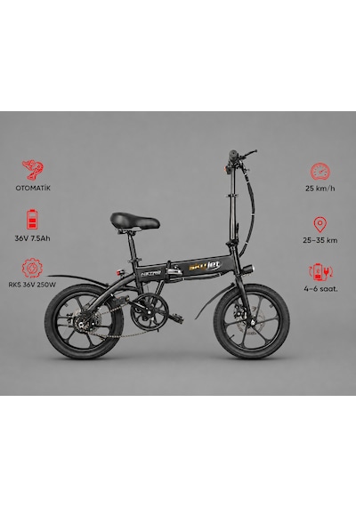 Skyjet S25 Elektrikli Bisiklet Siyah