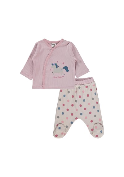 Civil Baby Unicorn Baskılı 1-9 Ay Pijama Takımı - Pembe Pink Pastel