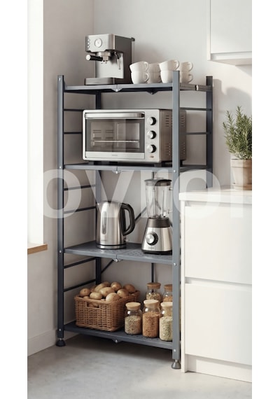 Ovrol 4 Katlı Katlanabilir Metal Raf Mutfak Banyo Balkon Düzenleyici Çok Amaçlı Raf Antrasit Ovrol 4 Katlı Katlanabilir Metal Raf Mutfak Banyo Balkon Düzenleyici Çok Amaçlı Raf Antrasit