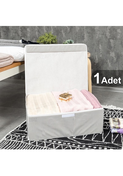 Alas Çok Amaçlı Kutu Baza Gri Çizgili 50x40x19 Cm 9945 Gri