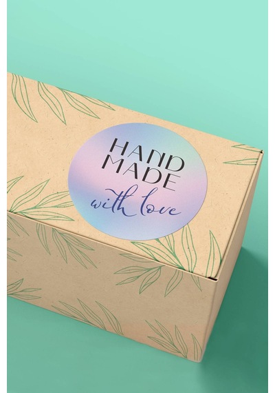 Pastel Handmade With Love Mavi Sticker 3x3cm St2246 Çok Renkli