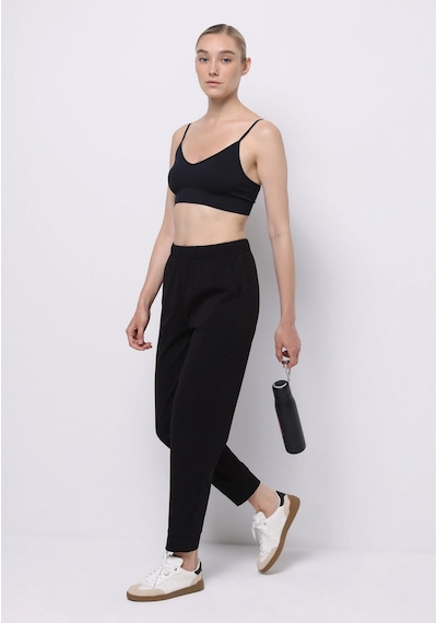 Colins Regular Fit Orta Bel Düz Kadın Siyah Eşofman Altı Cl1075803 Q1.v2 Blk Siyah