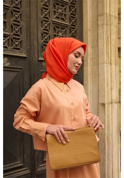 Silk Home Monogram Pamuk İpek Eşarp 130001-11 turuncu