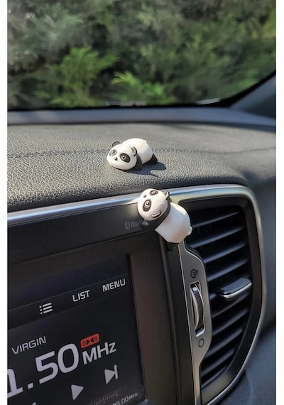2 Adet Dekoratif Mini Panda Figürü - Araç İçi Klima Aksesuarı & Masa Üstü Obje - 3d Baskı  1 Adet