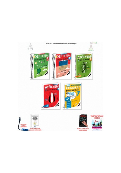 2026-2027 Arı Yayıncılık 7. Sınıf Tüm Dersler 5 Kitap Set Defterim F-s, Atölyem F-s, Paragraf