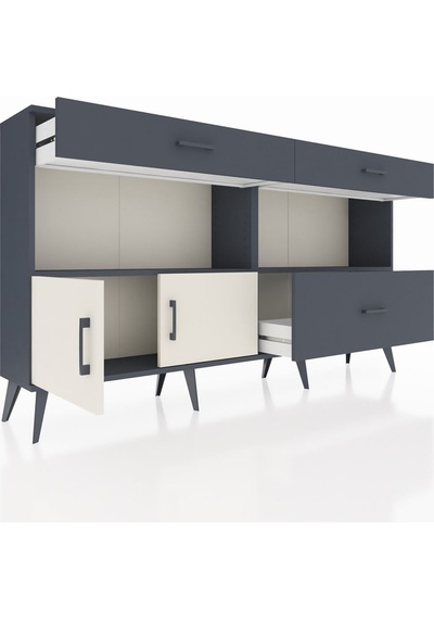Arges Konsol 2 Raflı 3 Çekmeceli 2 Kapaklı 176x30x99 Antrasit-ayt Antrasit-aytaşı/antrasit Arges Konsol 2 Raflı 3 Çekmeceli 2 Kapaklı 176x30x99 Antrasit-ayt Antrasit-aytaşı/antrasit