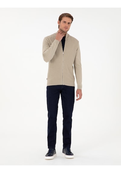 Pierre Cardin Erkek Kum Melanj Hırka Triko 50300497-vr123 Kum