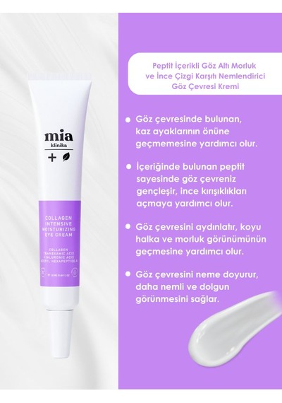 Mia Klinika Leke Ve Çizgi Onarıcı Peptit İçeren Göz Çevresi Bakım Kremi 20 ML
