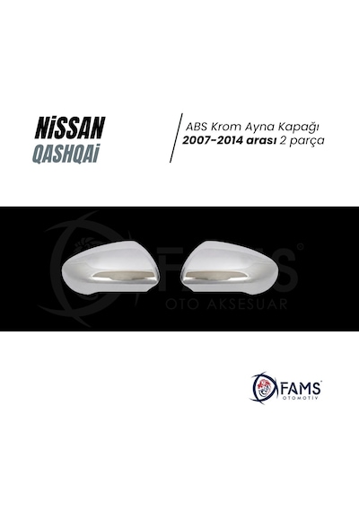 Nissan Qashqai Abs Krom Ayna Kapağı 2 Parça 2007-2014 Paslanmaz Çelik