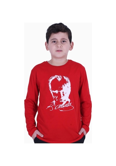 Fyk Kids Atatürk Imza Baskılı Unisex Çocuk Sweatshirt Kırmızı