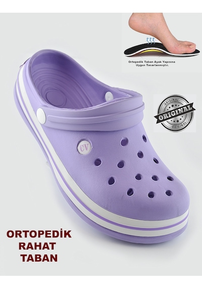 15090 Cv Crosss Tarzı Unisex Terlik Hemşire Doktor Terliği Mor