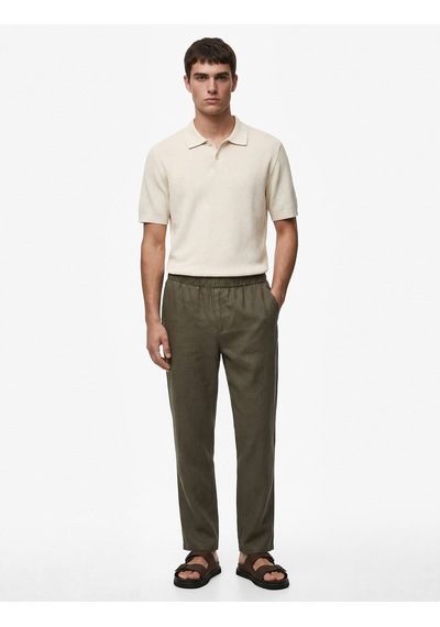 Koton Regular Fit Viskon Polo Yaka Kısa Kollu Triko Tişört Bej 6sam70038ht Ekru
