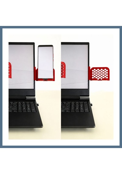 Buradabulabilirsin 3d Baskı Monitor Telefon Tutucu - Petek Desenli Laptop Kenar Telefon Tutucu-kırmızı Bbz