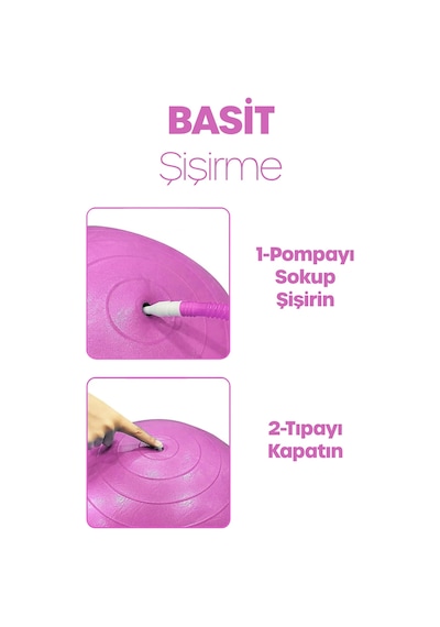65 Cm Pilates Topu Ve Pompa Seti 155-170 Cm Boy İçin Uygun Dayanıklı Anti-slip Pembe