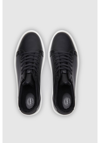 D's Damat 0EC09ORT0378 Kalın Beyaz Tabanlı Bağcıklı Erkek Sneaker Ayakkabı - Siyah