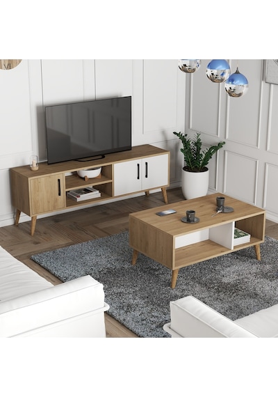 Set 1584-2074 Exxen Tv Ünitesi + Exxen Orta Sehpa - Sepet-beyaz Rengi
