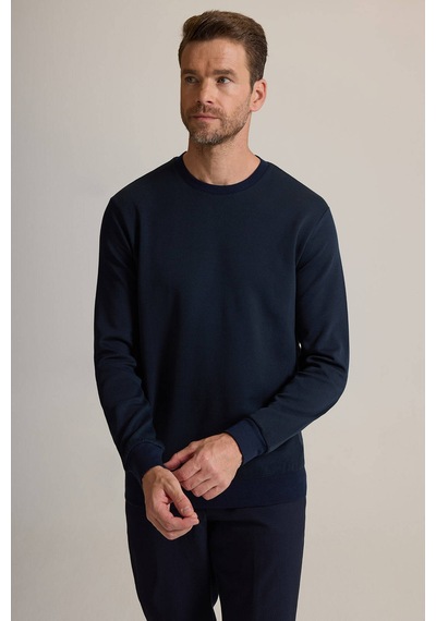 Ysf Erkek Lacivert Bisiklet Yaka Pamuklu Sweatshirt
