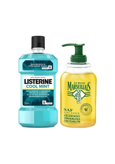 Listerine Cool Mint 250 ML + Le Petit Marseillais Zeytinyağı Yağı Saf Sıvı Sabun 300 ML