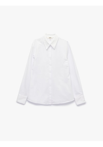 Koton Regular Fit Klasik Yaka Düğmeli Uzun Kollu Poplin Gömlek Kırık Beyaz 7wak60181uw Ekru