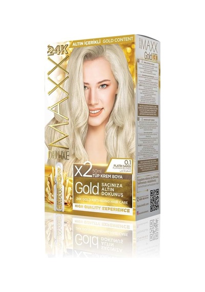 Serisi 24k Altın Parçacıklı Serum İle 1 Kutu 2 X 50 Ml Ve Geliştiriciler Saç Boyası Platin Sarısı 0.1