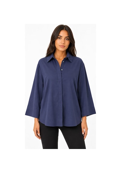 Neden Tekstil Kadın Lacivert Oversize Pamuklu Gömlek