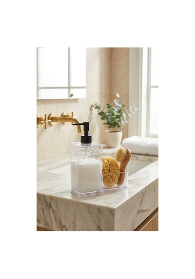 Makri Home Sıvı Sabunluk Süngerlikli, 2 Hazneli, 350 Ml + 350 Ml, Plastik Siyah