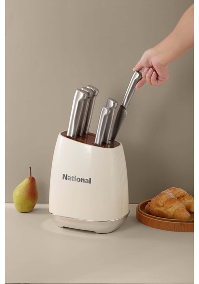 National Nkn-2322 Standlı Bıçak Seti Krem