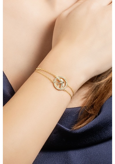 So Chic Kırlangıç 18 Ayar Sarı Altın Kaplama 19 Cm Gümüş Bileklik Sarı