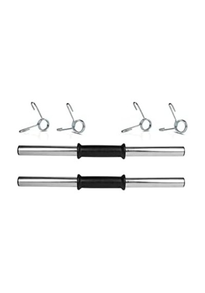 Spor 2 Adet 40 Cm Krom Dambıl Barı+ 4 Adet Çelik Sıkıştırma Yayı
