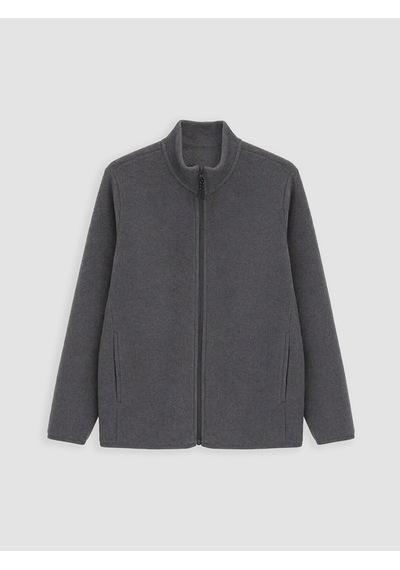 Lcwaıkıkı Classic Gri Dik Yaka Polar Erkek Fermuarlı Sweatshirt