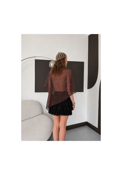 Verymoda Asimetrik Kesim Yarasa Kol Pullu Bluz D3118 Mürdüm