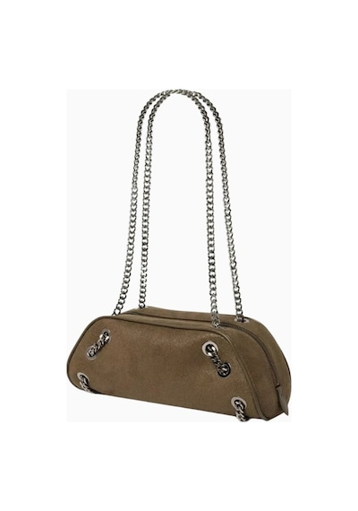 Stella Mccartney Eco Shaggy Deer Vegan Falabella, Zincir Detaylı Bowling Omuz Çantası Yeşil