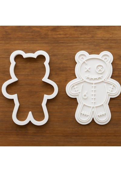 Halloween Voodoo Teddy Bear Kurabiye Kalıbı Cadılar Bayramı Şeker Hamuru Ve Oyun Hamuru Kalıbı Beyaz