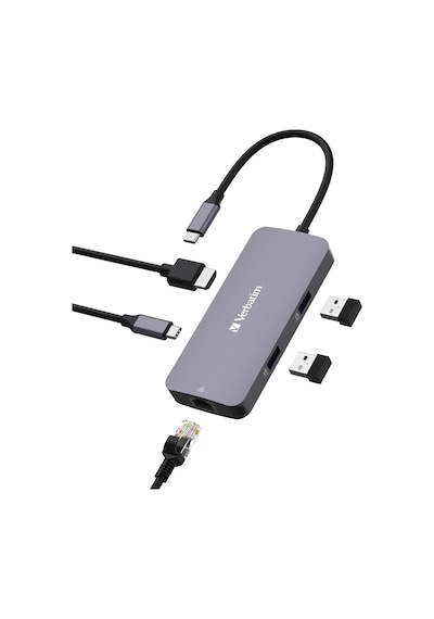 Usb-c Pro Multiport Hub 5'i 1 Arada, Çoklu Bağlantı Noktalı Adaptör, Usb-c, Hdmı, Rj45, Usb-a V