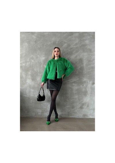 Verymoda Kürk Detaylı Kısa Ceket Zümrüt