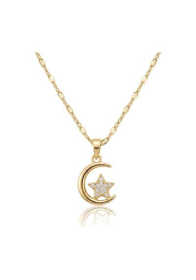 Çelik Hilal Yıldız Kolye Gold 45cm Altın