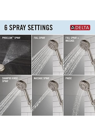 Delta Faucet Proclean Fırçalı Nikel Duş Başlığı, Elde Taşınabilir, Yüksek Basınçlı Püskürtmeli Duş Başlığı, El Duş Başlığı, 6 Püskürtme Ayarı, Spotshield Fırçalanmış Nikel 75740sn Delta Faucet Proclean Fırçalı Nikel Duş Başlığı, Elde Taşınabilir, Yüksek Basınçlı Püskürtmeli Duş Başlığı, El Duş Başlığı, 6 Püskürtme Ayarı, Spotshield Fırçalanmış Nikel 75740sn