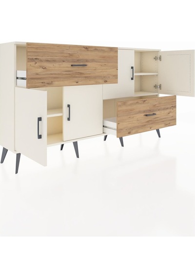 Arges Konsol 3 Raflı 2 Çekmeceli 4 Kapaklı 176x30x99 Aytaşı-aytaşı/çam Aytası/atlas Çam - Aytası