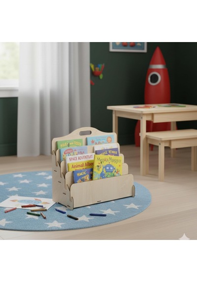 Carry Montessori 4 Raflı Ahşap Mini Kitaplık -çocuk Odası Kitaplık - Çocuk Kitaplığı - Bebek & Çocuk Odası İçin Mini Kitaplık- Çocukların Kolay Erişebileceği Kitaplık - Akçaağaç Diğer
