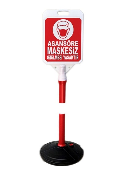 Asansöre Maskesiz Girmek Yasaktır Sosyal Mesafe Bariyer Uyarı Dubası