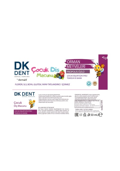 Dkdent Orman Meyveli Florürsüz Çocuk Diş Macunu 50 Ml X 2 Adet Çürük Önleyici