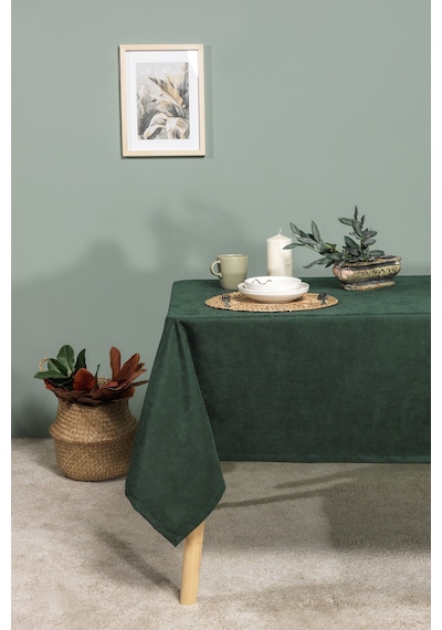 Elart Soft Kadife Masa Örtüsü Dikdörtgen 150x220 Cm Yeşil Yeşil