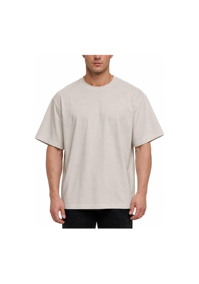 Ranud Erkek Oversize Fit Tişört,%100 Pamuk, Yumuşak Fırçalı Kumaş, Oeko-tex Sertifikalı Bej