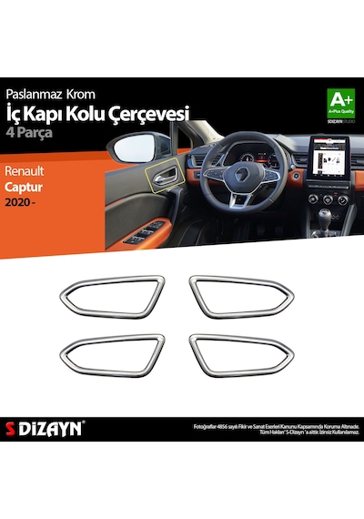 Renault Captur 2 Krom İç Kapı Kolu Çerçevesi 2020 2021 2022 2023 2024 2025