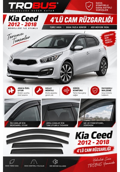 Kia Ceed Sportswagon 2013-2018 Mügen Cam Rüzgarlığı 4'lü Takım